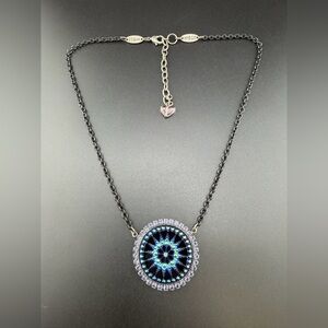 Sabika W2015 Blue Black Crystal Pendant Necklace 16-18”